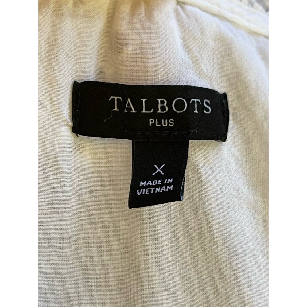 Talbots Top (Plus X) White Ilet V-Neck Short Sleeve Summer Vacation - Picture 8 of 10